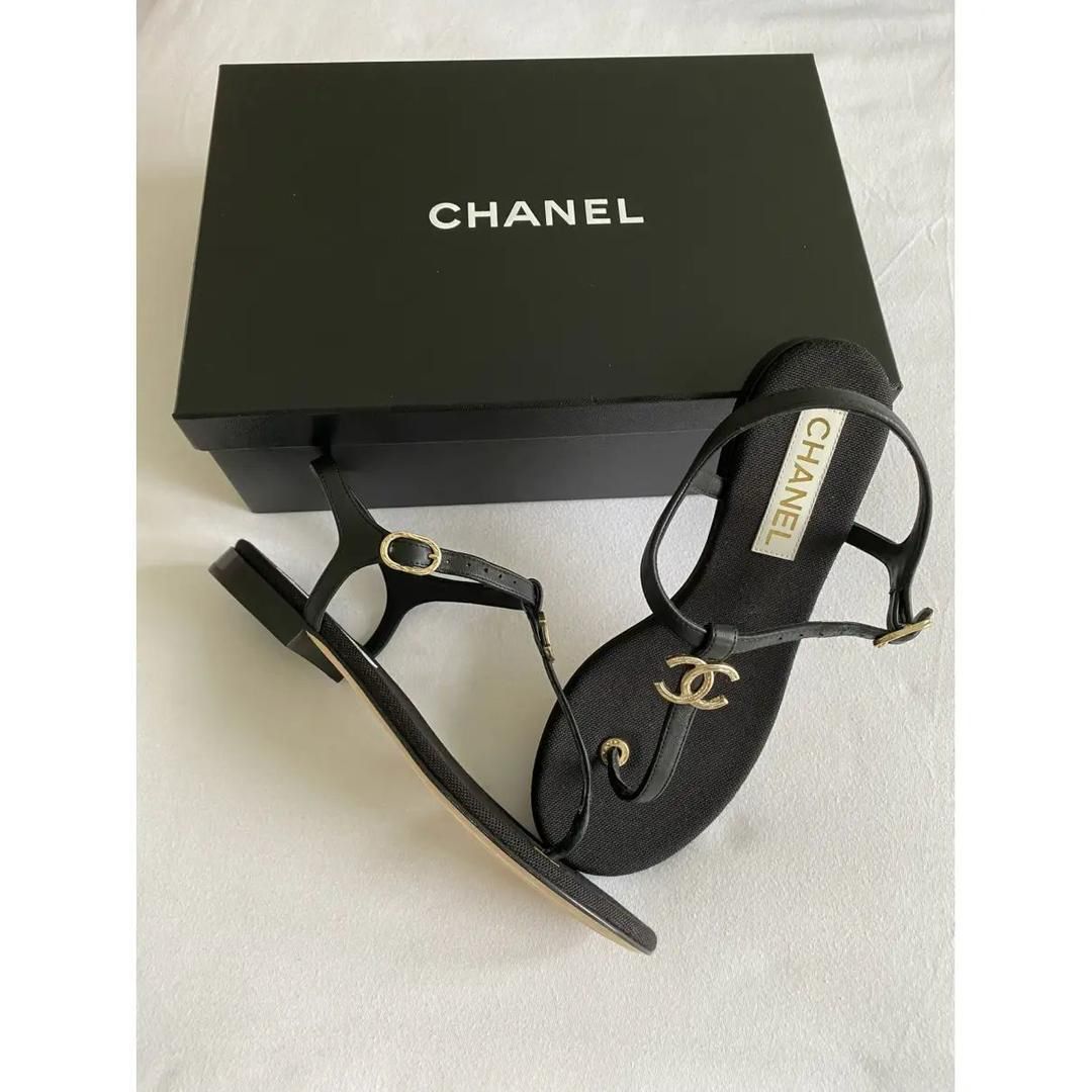 Chanel T Strap Thong Sandals